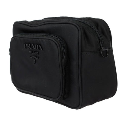 Prada Crossbody Bag Shoulder Bag 1bh107 Nylon Leather Black 2WAY Pouch Logo