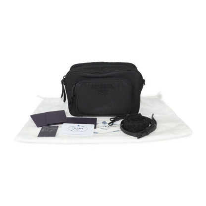Prada Crossbody Bag Shoulder Bag 1bh107 Nylon Leather Black 2WAY Pouch Logo