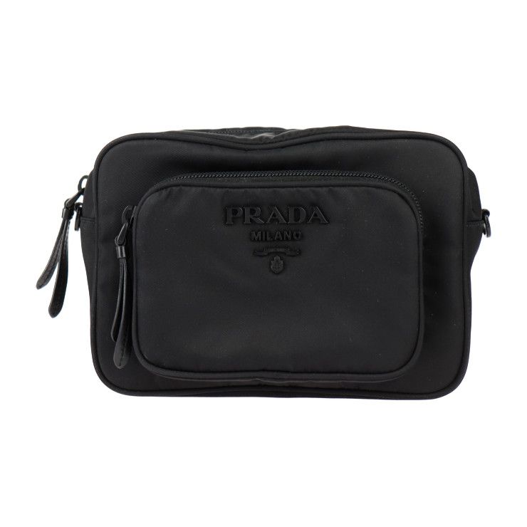 Prada Crossbody Bag Shoulder Bag 1bh107 Nylon Leather Black 2WAY Pouch Logo