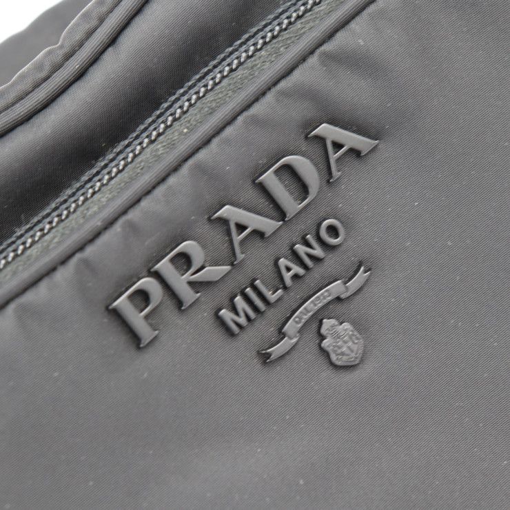 Prada Crossbody Bag Shoulder Bag 1bh107 Nylon Leather Black 2WAY Pouch Logo
