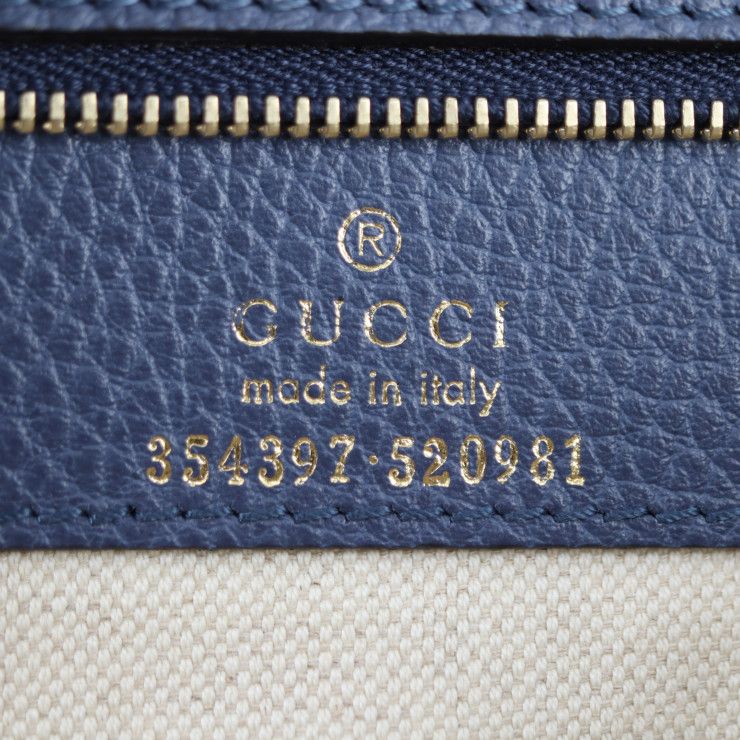 Gucci Swing Tote Bag 354397 Leather Navy Gold Hardware Shoulder Bag Large