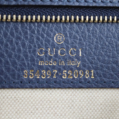 Gucci Swing Tote Bag 354397 Leather Navy Gold Hardware Shoulder Bag Large