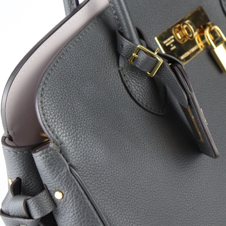 Louis Vuitton Mila MM Handbag M55317 Taurillon Leather Etan Grayish Gold