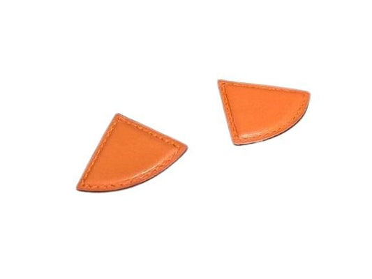 Hermes Earring Triangle Clip-on Earring - Orange Leather Ladies Fan Shape Gold