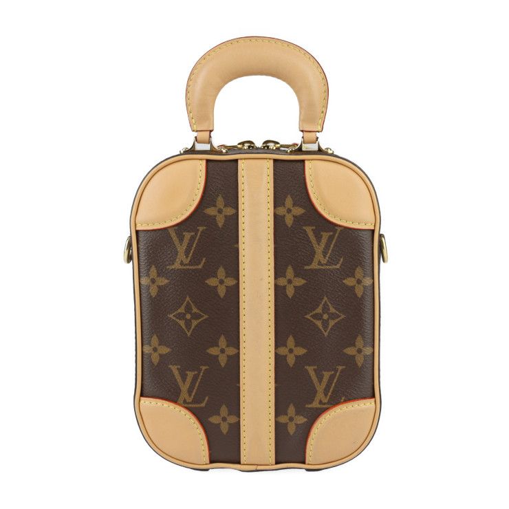 Louis Vuitton Valisette Vertical Handbag M68623 Monogram Canvas Leather Brown