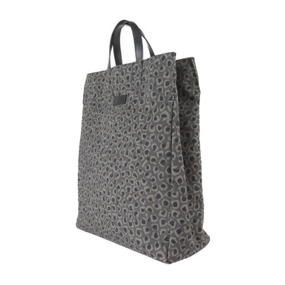 Gucci Shopping Bag Tote Bag 341739 Canvas Leather Grayish Black Leopard Pattern
