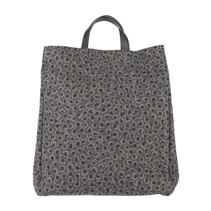 Gucci Shopping Bag Tote Bag 341739 Canvas Leather Grayish Black Leopard Pattern