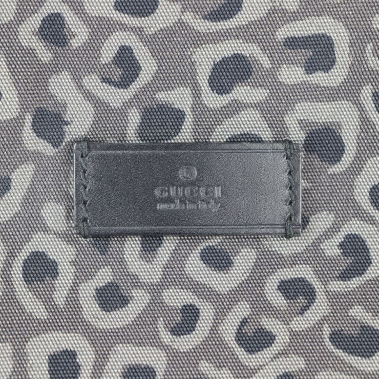 Gucci Shopping Bag Tote Bag 341739 Canvas Leather Grayish Black Leopard Pattern