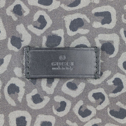 Gucci Shopping Bag Tote Bag 341739 Canvas Leather Grayish Black Leopard Pattern