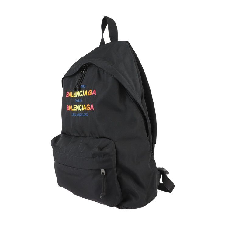 Balenciaga Backpack Daypack 503221 Nylon Canvas Black Multicolor Explorer Logo