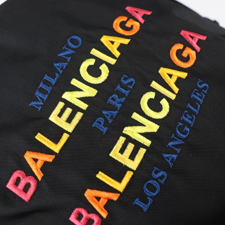 Balenciaga Backpack Daypack 503221 Nylon Canvas Black Multicolor Explorer Logo