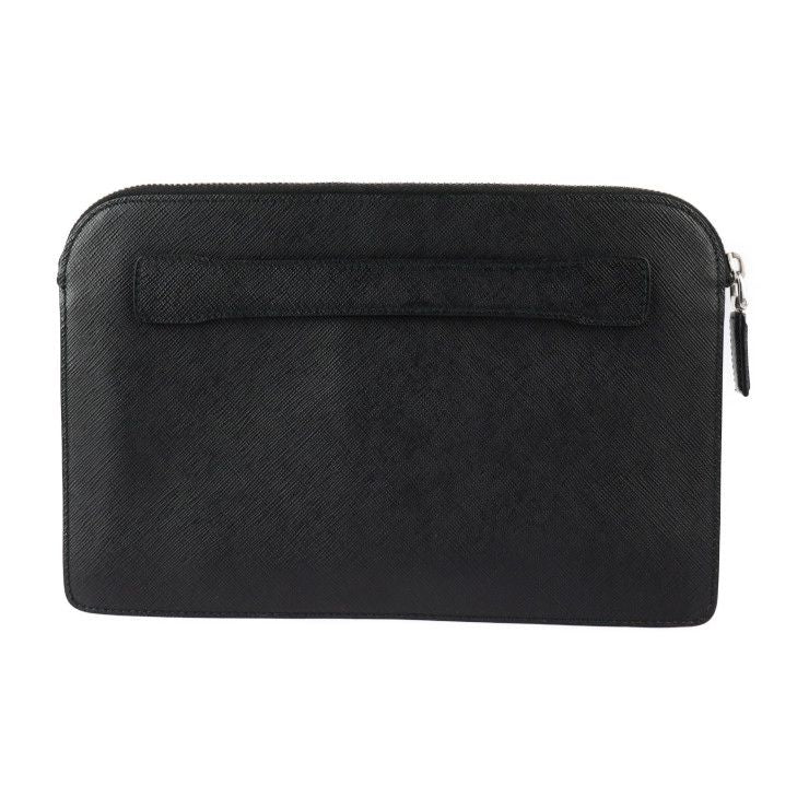 Prada Travel Pouch Second Bag 2vf056 Saffiano Leather Black Silver Hardware