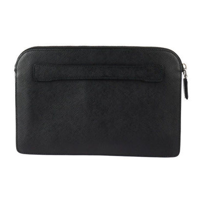 Prada Travel Pouch Second Bag 2vf056 Saffiano Leather Black Silver Hardware