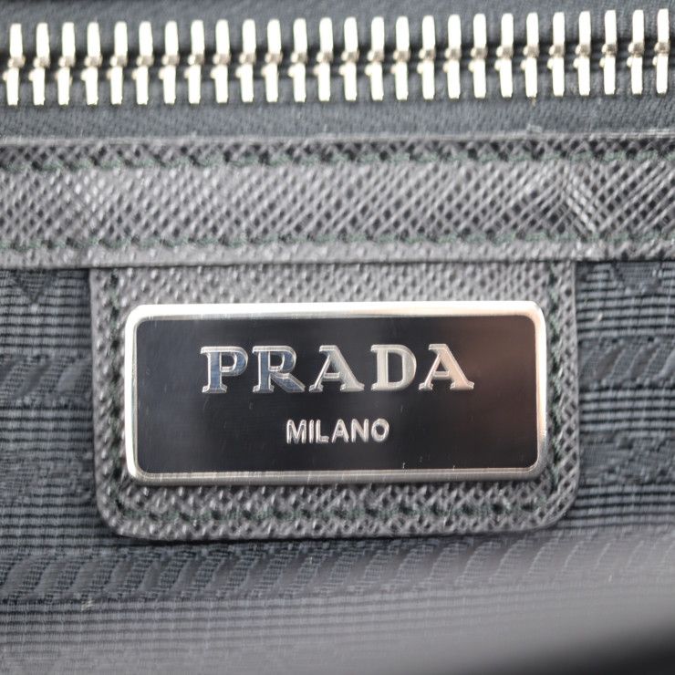Prada Travel Pouch Second Bag 2vf056 Saffiano Leather Black Silver Hardware