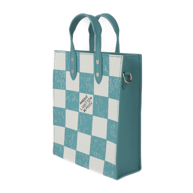 Louis Vuitton Sac Pla XS Shoulder Bag N60495 Leather Turquoise White Silver