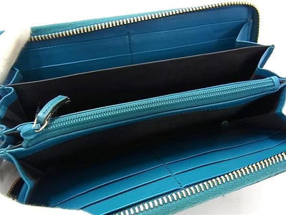 Gucci Long Wallet Soho Interlocking G 308004 Blue Green Leather Unisex Round