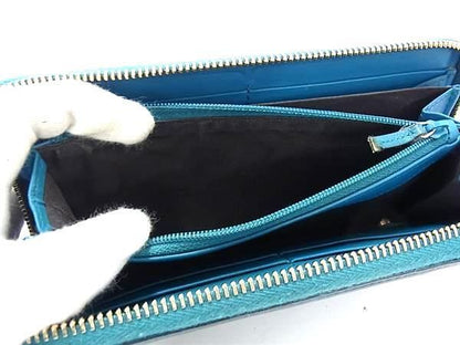 Gucci Long Wallet Soho Interlocking G 308004 Blue Green Leather Unisex Round