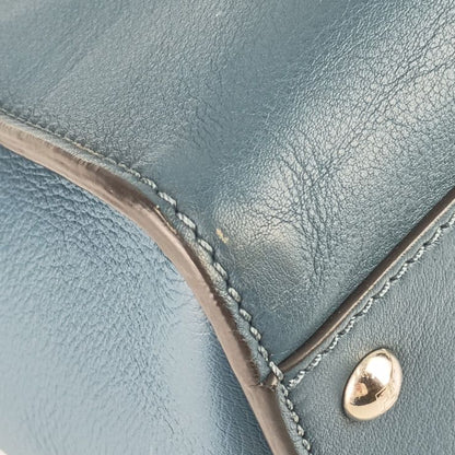 Fendi Tote Bag Peekaboo Large 8bn210 Blue Silver Hardware Leather Women's 2WAY