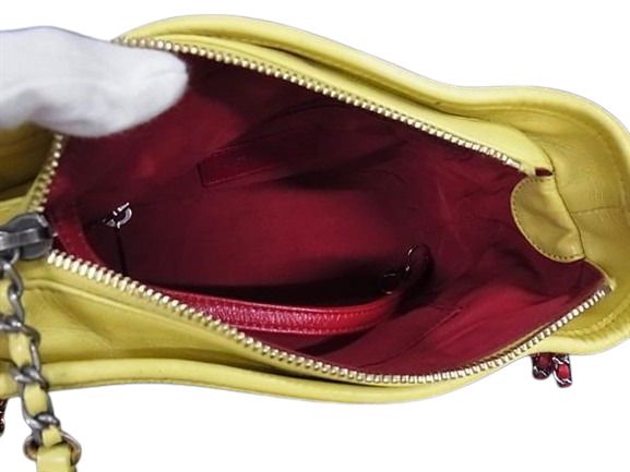 Chanel Shoulder Bag Gabrielle De Chanel Small Hobo A91810 Navy Yellow Red Suede