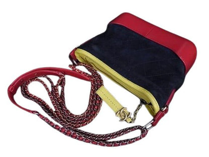 Chanel Shoulder Bag Gabrielle De Chanel Small Hobo A91810 Navy Yellow Red Suede