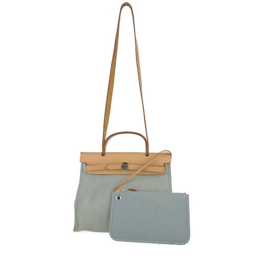 Hermes Handbag Herbag Her Bag Zip PM - Light Dusty Blue Silver Hardware Toile