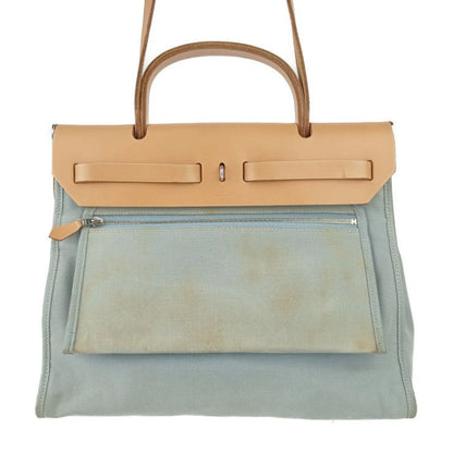 Hermes Handbag Herbag Her Bag Zip PM - Light Dusty Blue Silver Hardware Toile