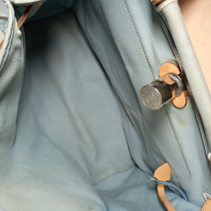 Hermes Handbag Herbag Her Bag Zip PM - Light Dusty Blue Silver Hardware Toile