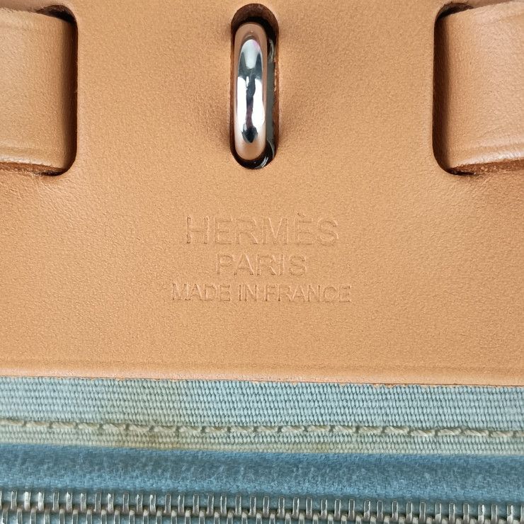 Hermes Handbag Herbag Her Bag Zip PM - Light Dusty Blue Silver Hardware Toile