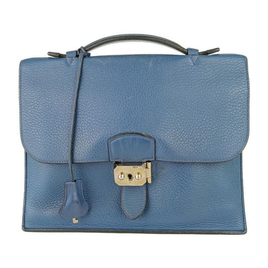 Hermes Business Bag Sac A Depeches 27 - Blue Silver Hardware Taurillon Clemence
