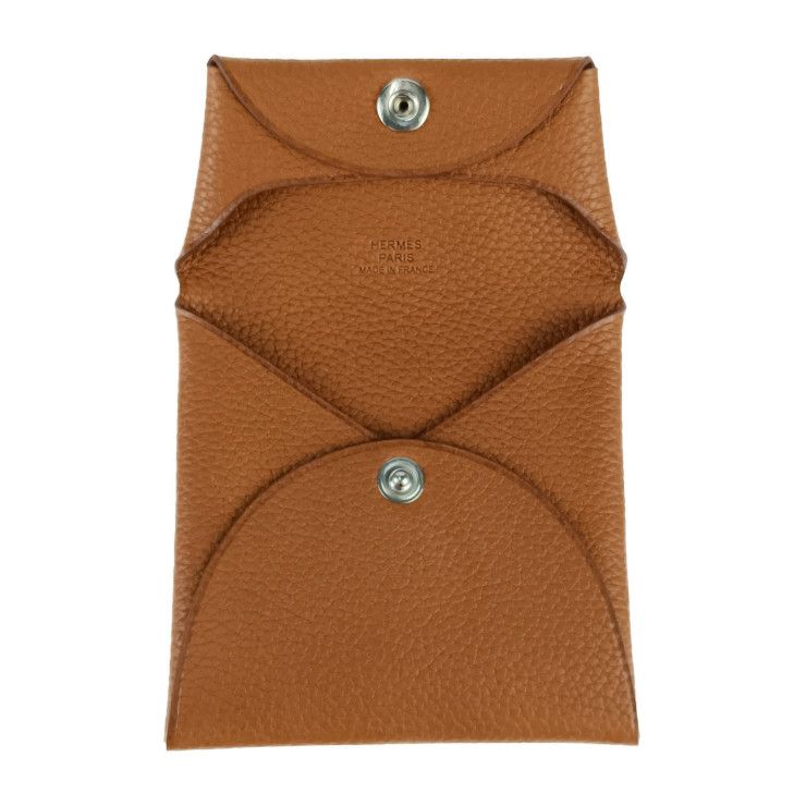 Hermes Bastia Coin Case - GOLD Brownish Evercolor Unisex Silver Hardware Coin