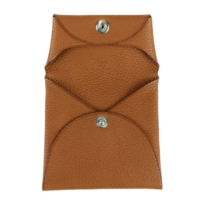Hermes Bastia Coin Case - GOLD Brownish Evercolor Unisex Silver Hardware Coin