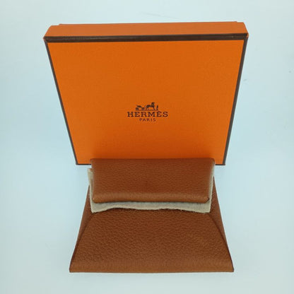 Hermes Bastia Coin Case - GOLD Brownish Evercolor Unisex Silver Hardware Coin