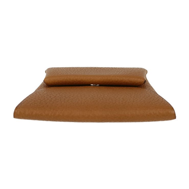 Hermes Bastia Coin Case - GOLD Brownish Evercolor Unisex Silver Hardware Coin