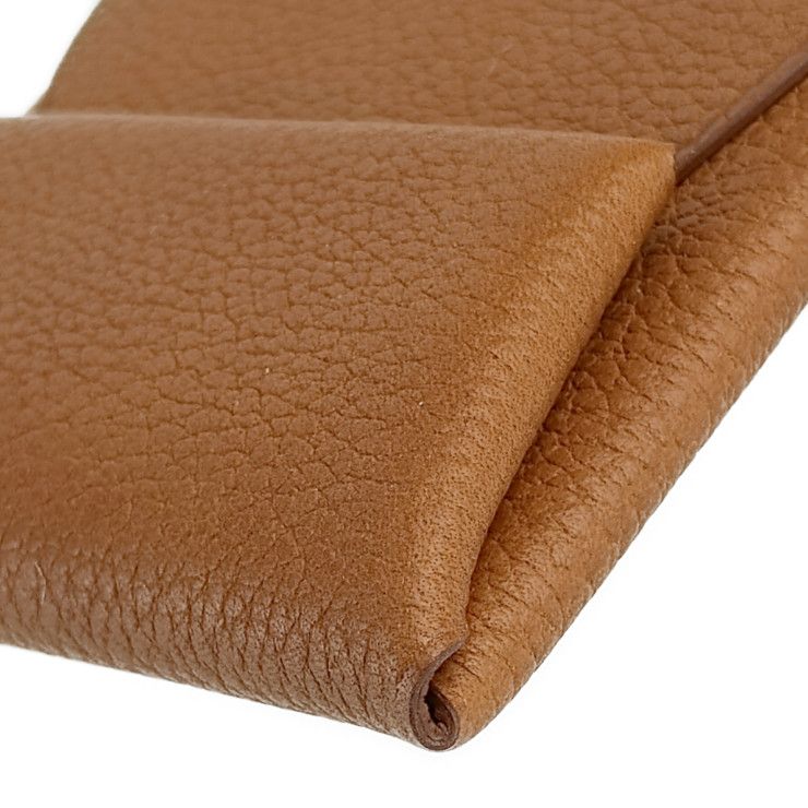 Hermes Bastia Coin Case - GOLD Brownish Evercolor Unisex Silver Hardware Coin