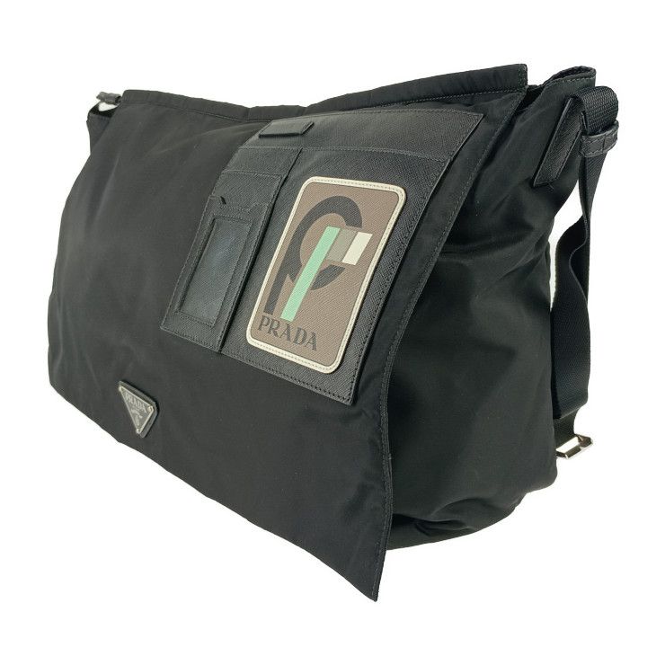 Prada Shoulder Bag Messenger Bag 2vd013 Black Nylon Leather Unisex Flap
