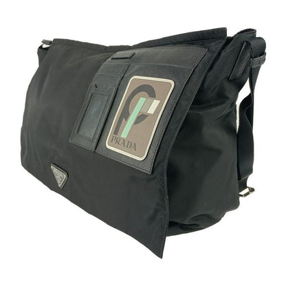Prada Shoulder Bag Messenger Bag 2vd013 Black Nylon Leather Unisex Flap