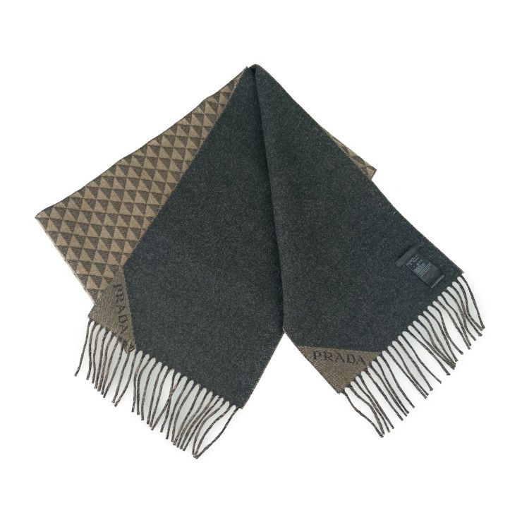 Unused Prada Scarf Double Symbole Double Symbol Scarf 2fs056 Antracite Grey