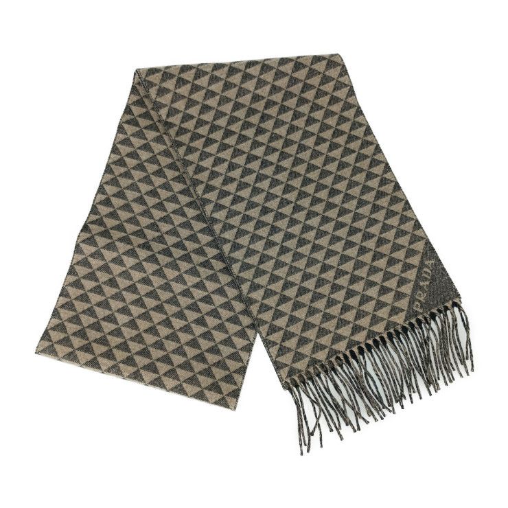 Unused Prada Scarf Double Symbole Double Symbol Scarf 2fs056 Antracite Grey