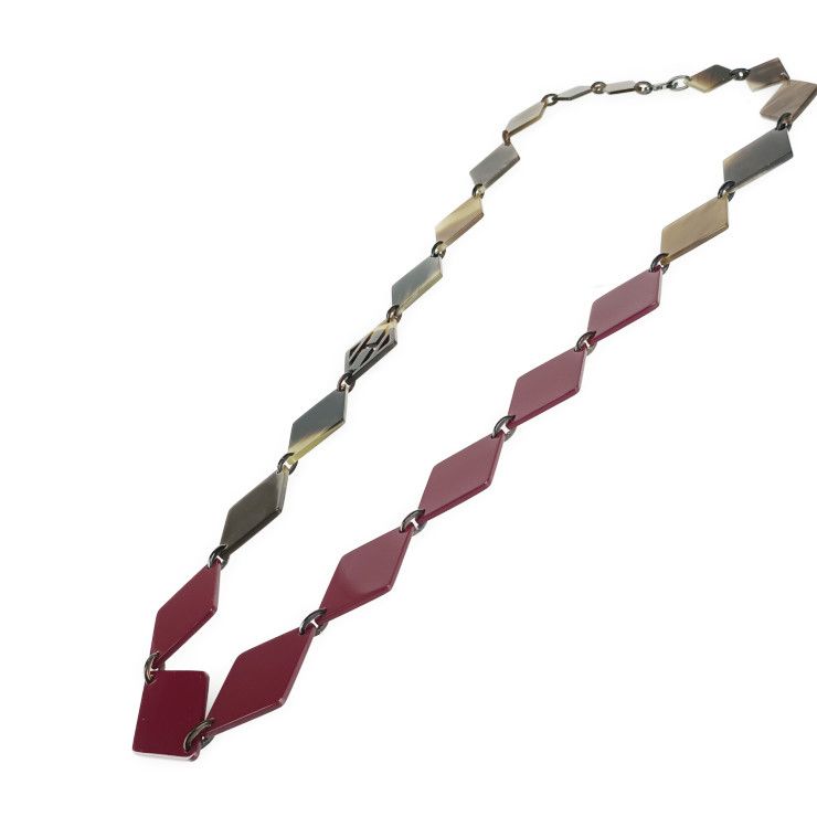 Hermes DEVA Necklace - Brown Bordeaux Buffalo Horn Ladies