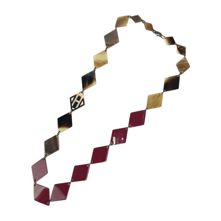 Hermes DEVA Necklace - Brown Bordeaux Buffalo Horn Ladies