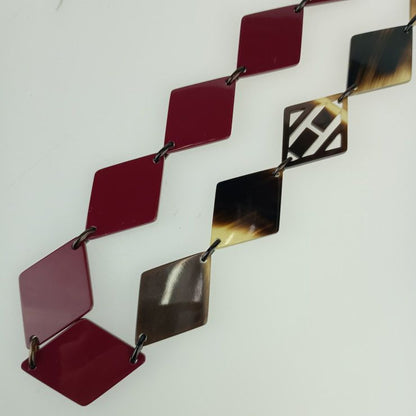 Hermes DEVA Necklace - Brown Bordeaux Buffalo Horn Ladies