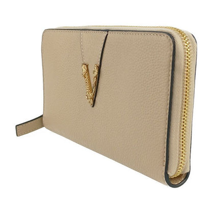 Unused Exhibit Versace Wallet Virtus Round Zipper Long Wallet 1006263 Beige