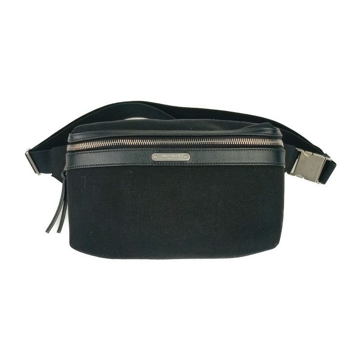Saint Laurent Paris Waist Bag City Belt Bag 505973 Black Canvas Leather Men