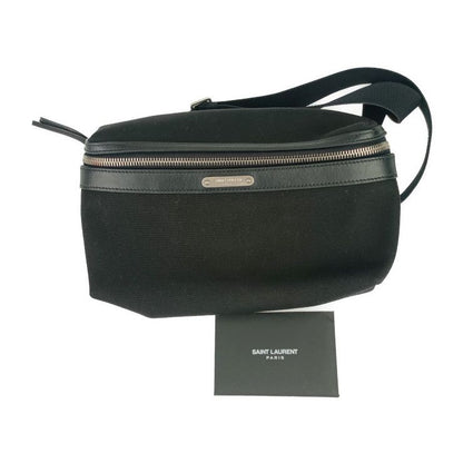 Saint Laurent Paris Waist Bag City Belt Bag 505973 Black Canvas Leather Men
