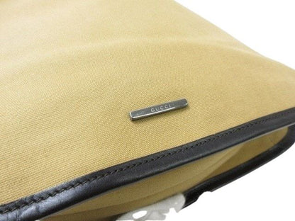 Gucci Shoulder Bag Sherry Line 001-4321 Beige Canvas And Leather Ladies Silver