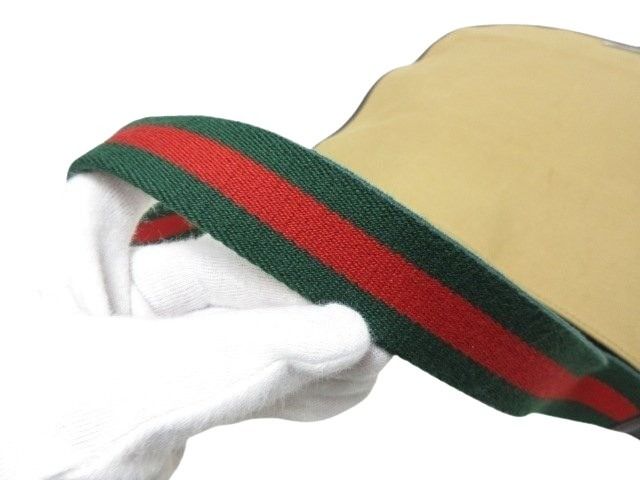 Gucci Shoulder Bag Sherry Line 001-4321 Beige Canvas And Leather Ladies Silver