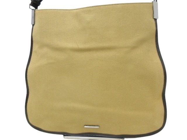 Gucci Shoulder Bag Sherry Line 001-4321 Beige Canvas And Leather Ladies Silver