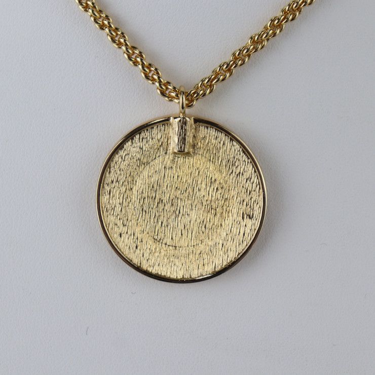 Christian DIOR CD Logo Necklace - Metal Gold Pendant Circle