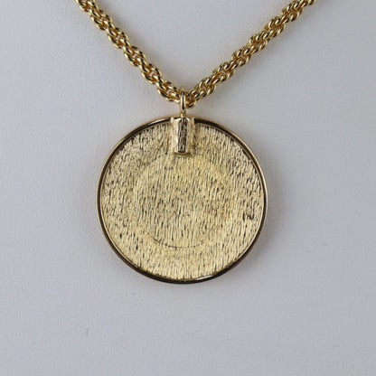 Christian DIOR CD Logo Necklace - Metal Gold Pendant Circle