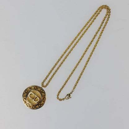 Christian DIOR CD Logo Necklace - Metal Gold Pendant Circle